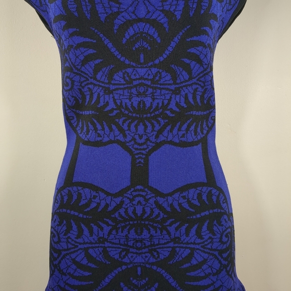 Nicole Miller Artelier graphic above knee dress ,blueish purple/ black, size P - Picture 2 of 10